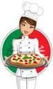 Italian Woman Cook Uniform serving Pizza Royalty Free Stock Photo