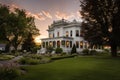 italianate with a belvedere in a suburban neighborhood