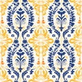 Italianate Flair: Old World Style Colorful Floral Wallpaper