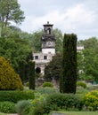 Italianate Garden on the Trentham Estate, Stoke-on-Trent, UK.  Camassia flowers in foreground. Royalty Free Stock Photo