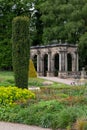 Italianate Garden on the Trentham Estate, Stoke-on-Trent, UK.  Camassia flowers in foreground. Royalty Free Stock Photo