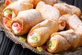 ItalianÃ¯Â¿Â½pastries cannoli with cheese cream and candied fruit clo