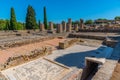 ITALICA, SPAIN, JUNE 25, 2019: Mosaics at roman ruins at Italica, Spain