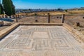 ITALICA, SPAIN, JUNE 25, 2019: Mosaics at roman ruins at Italica, Spain