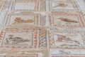 ITALICA, SPAIN, JUNE 25, 2019: Mosaics at roman ruins at Italica, Spain