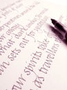 Italics handwriting & calligraphy ink pen on paper Royalty Free Stock Photo