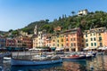 Europe. Italy. Liguria. Traditional fishing boat in a port of Portofino