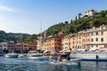 Europe. Italy. Liguria. Boats in a port of Portofino