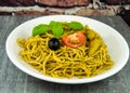 Spaghetti pesto green