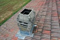 Italiy tile roof chimney detail drone view