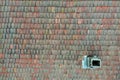 Italiy tile roof chimney detail drone view