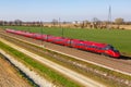 Italo ETR 675 Pendolino high-speed train of Nuovo Trasporto Viaggiatori NTV on the Milan - Bologna high speed rail railway line