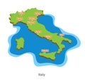 Vector illustrated 3d cartoon looking geographical map of Italy Royalty Free Stock Photo