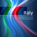 Italy abstract flag background. Blurred pattern of light colors lines of the italian flag in blue sky, business brochure design. Royalty Free Stock Photo