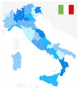 Italy Administrative Divisions Map Blue Colors - No text