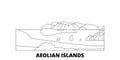 Italy, Aeolian Islands line travel skyline set. Italy, Aeolian Islands outline city vector illustration, symbol, travel