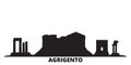 Italy, Agrigento city skyline isolated vector illustration. Italy, Agrigento travel black cityscape Royalty Free Stock Photo