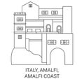 Italy, Amalfi, Amalfi Coast travel landmark vector illustration