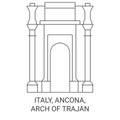 Italy, Ancona, Arch Of Trajan travel landmark vector illustration