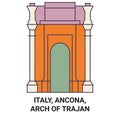 Italy, Ancona, Arch Of Trajan travel landmark vector illustration