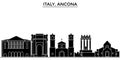 Italy, Ancona architecture vector city skyline, travel cityscape with landmarks, buildings, isolated sights on