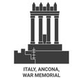Italy, Ancona, War Memorial travel landmark vector illustration