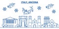 Italy, Ancona winter city skyline. Merry Christmas, Happy New Year