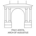 Italy, Aosta, Arch Of Augustus travel landmark vector illustration