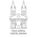 Italy, Aosta, Castel Savoia travel landmark vector illustration