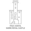 Italy, Aosta, Sarre Royal Castle travel landmark vector illustration