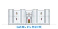 Italy, Apulia, Castel Del Monte line cityscape, flat vector. Travel city landmark, oultine illustration, line world