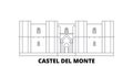 Italy, Apulia, Castel Del Monte line travel skyline set. Italy, Apulia, Castel Del Monte outline city vector