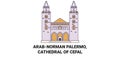 Italy, Arabnorman Palermo, Cathedral Of Cefal travel landmark vector illustration Royalty Free Stock Photo