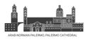 Italy, Arabnorman Palermo, Palermo Cathedral, travel landmark vector illustration