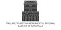 Italy,Arly Christian Monuments Ravenna, Basilica Of San Vitale travel landmark vector illustration