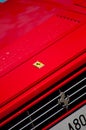 Close-up of Side view mirror and Logo Ferrari Sports Car. Ferrari is Italian sports car, Selective focus Royalty Free Stock Photo