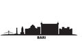 Italy, Bari city skyline isolated vector illustration. Italy, Bari travel black cityscape