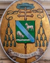 Italy. Bari. Coat of arms of Catholic Metropolitan Archbishop of the Archdiocese of Bari - Bitonto on golden yellow oval shield