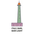 Italy, Bari, Bari Light travel landmark vector illustration