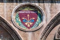 Italy. Bari. Palazzo Fizzarotti. Polychrome mosaic medallion with the personal motto and coat arms of Emanuele Fizzarotti