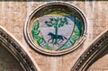 Italy. Bari. Palazzo Fizzarotti. Polychrome mosaic medallion representing the coat arms of the town of Lecce