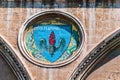 Italy. Bari. Palazzo Fizzarotti. Polychrome mosaic medallion representing the Phoenix with the latin motto Inter Flammas Vivit