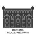 Italy, Bari, Palazzo Fizzarotti travel landmark vector illustration