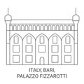 Italy, Bari, Palazzo Fizzarotti travel landmark vector illustration