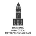 Italy, Bari, Pinacoteca Metropolitana Di Bari travel landmark vector illustration