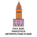 Italy, Bari, Pinacoteca Metropolitana Di Bari travel landmark vector illustration