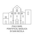 Italy, Bari, Pontifical Basilica Di San Nicola travel landmark vector illustration