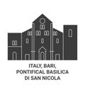 Italy, Bari, Pontifical Basilica Di San Nicola travel landmark vector illustration