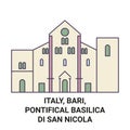 Italy, Bari, Pontifical Basilica Di San Nicola travel landmark vector illustration