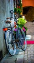 Italy beauty, one of canal streets and a bicycle in Venice, Venezia Royalty Free Stock Photo